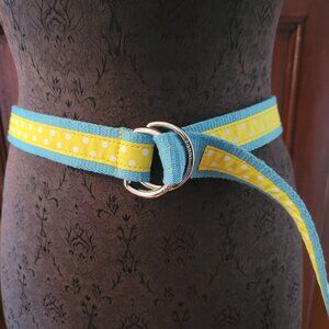 Tommy Hilfiger Polka Dot Blue & Yellow D-Ring Belt